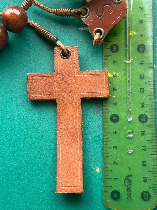 Large wooden and leather monk's rosary or prayer beads – photo 8